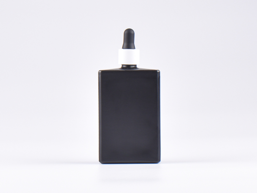 Schwarzglasflasche Miro 100ml - Pipette weiss